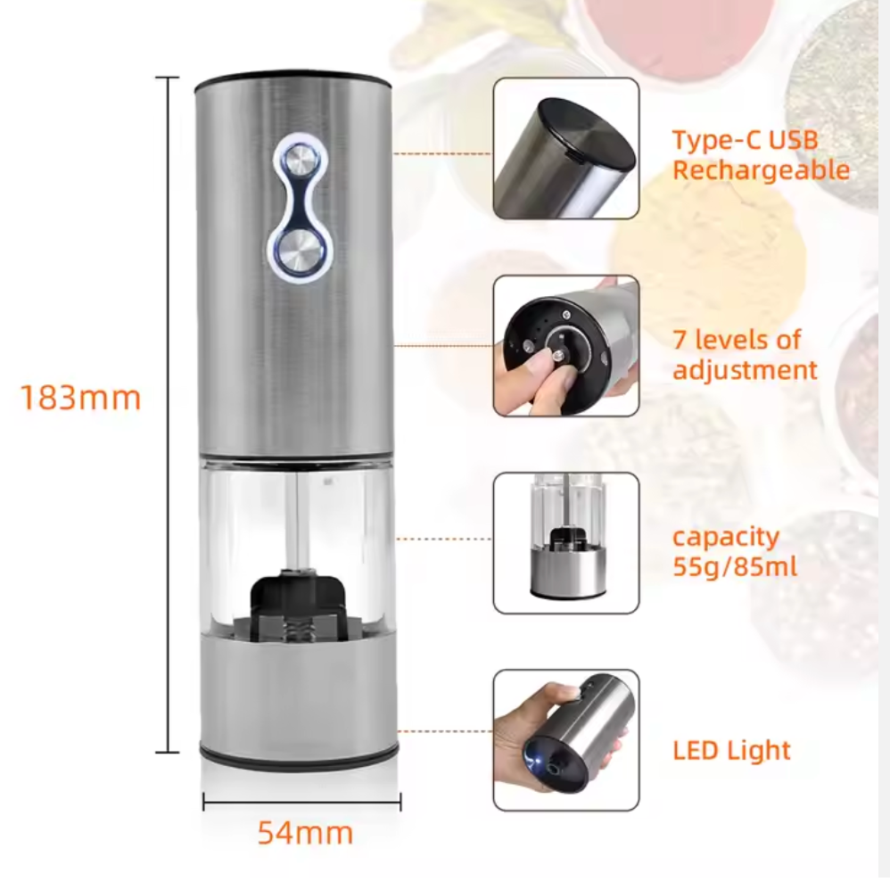 Stainless Salt and Pepper Grinder 2-speed