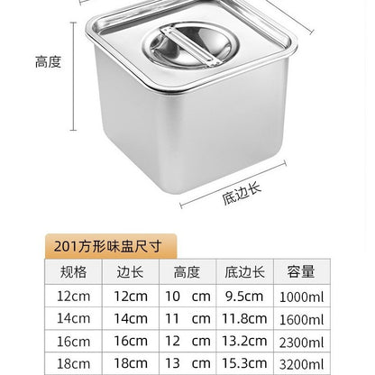 304 stainless steel flavor cup commercial seasoning jar with lid kitchen lard basin square bucket condiment box seasoning tank