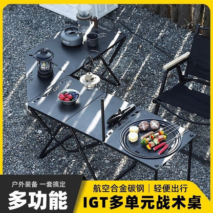 Outdoor folding table, portable camping folding table, car lightweight barbecue table, multi-unit tactical table