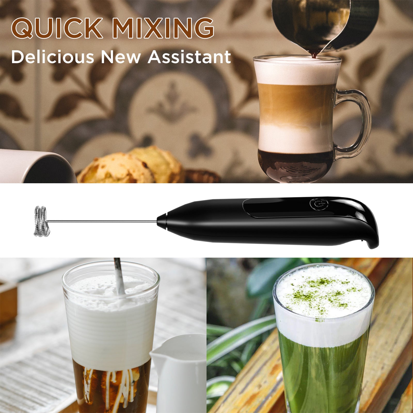 New Cordless Motion Whisk Home Mini Cream Cake Baking Handheld Rechargeable Blender Milk Frother