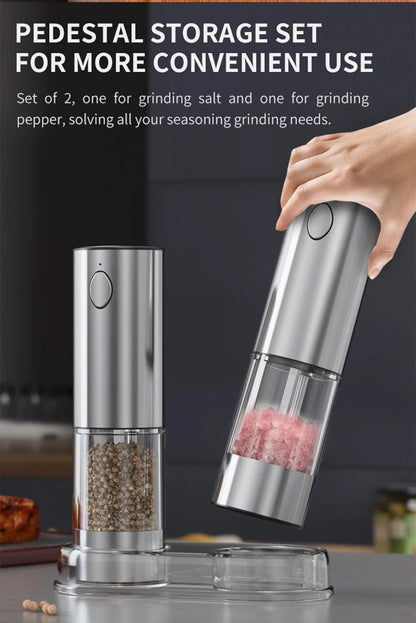 Electric Salt and Pepper Grinder Stainless Steel Silver/ Black(Free Shipping 🇺🇸 🇦🇺)