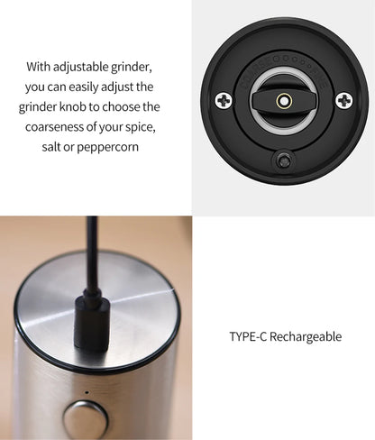 Electric Salt and Pepper Grinder Stainless Steel Silver/ Black(Free Shipping 🇺🇸 🇦🇺)