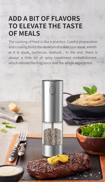 Electric Salt and Pepper Grinder Stainless Steel Silver/ Black(Free Shipping 🇺🇸 🇦🇺)