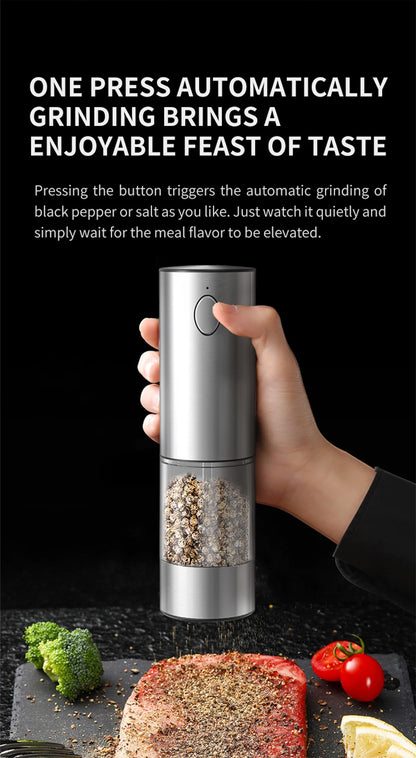 Electric Salt and Pepper Grinder Stainless Steel Silver/ Black(Free Shipping 🇺🇸 🇦🇺)